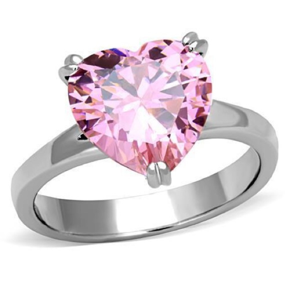 Heart Shape Pink CZ Ring Sz 8